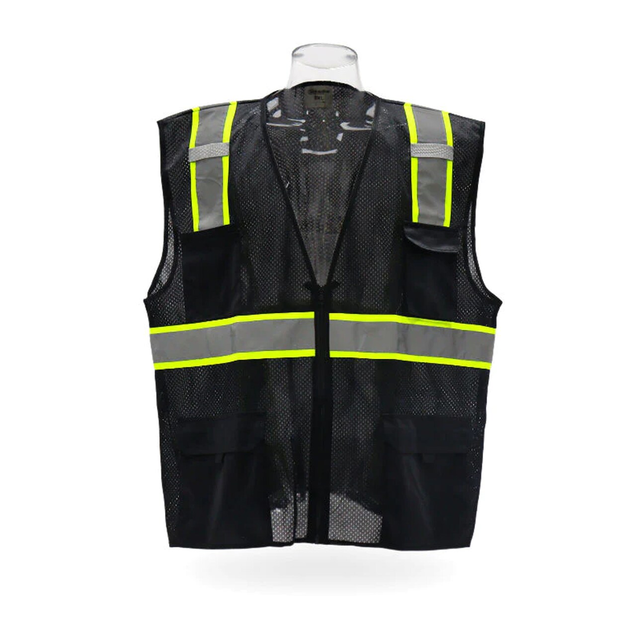 Multi Pocket High Visibility Reflective Safety Vest with Zipper Front 100% Polyester